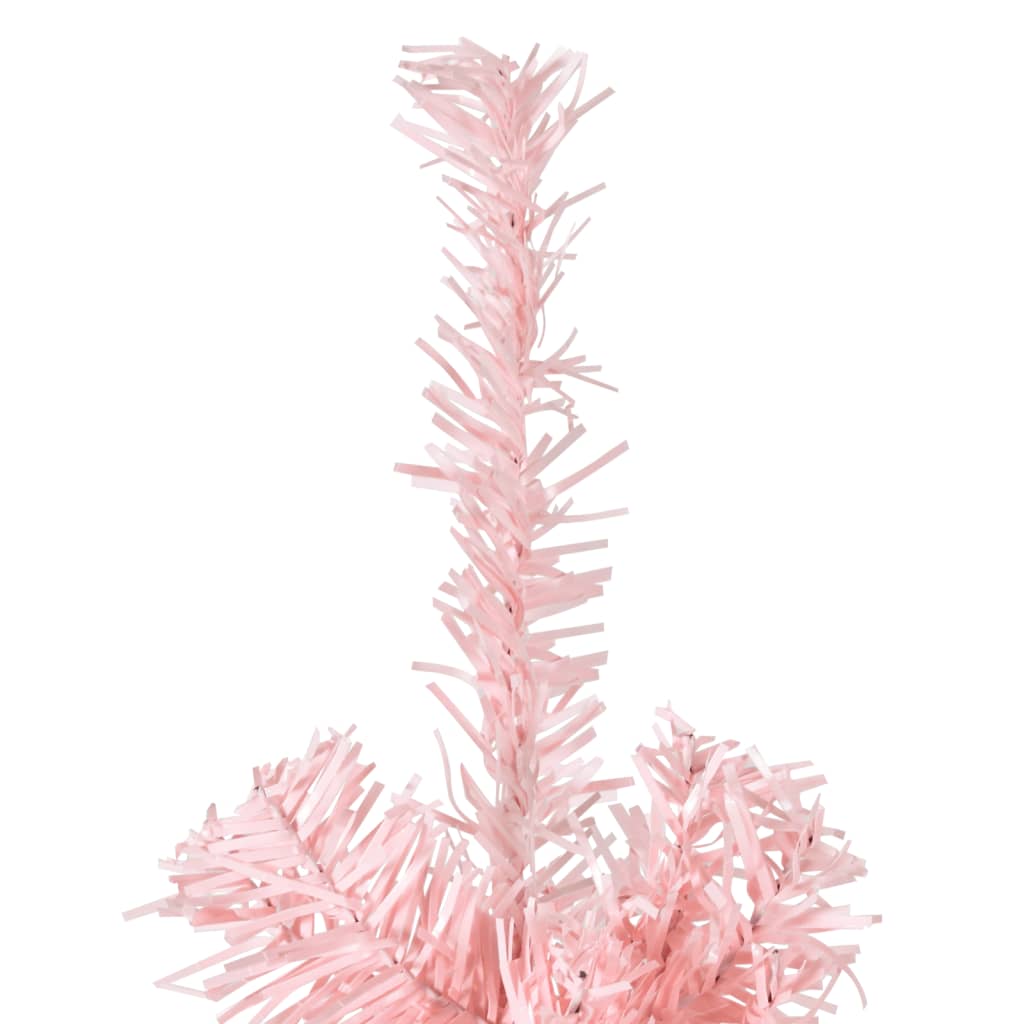 vidaXL Medio árbol de Navidad artificial con soporte rosa 210 cm