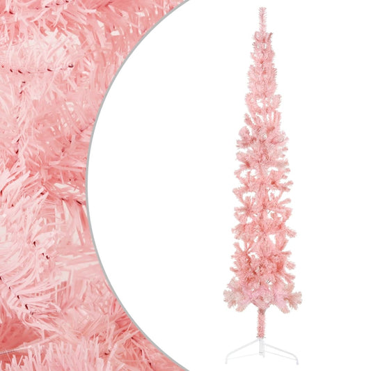 vidaXL Medio árbol de Navidad artificial con soporte rosa 240 cm