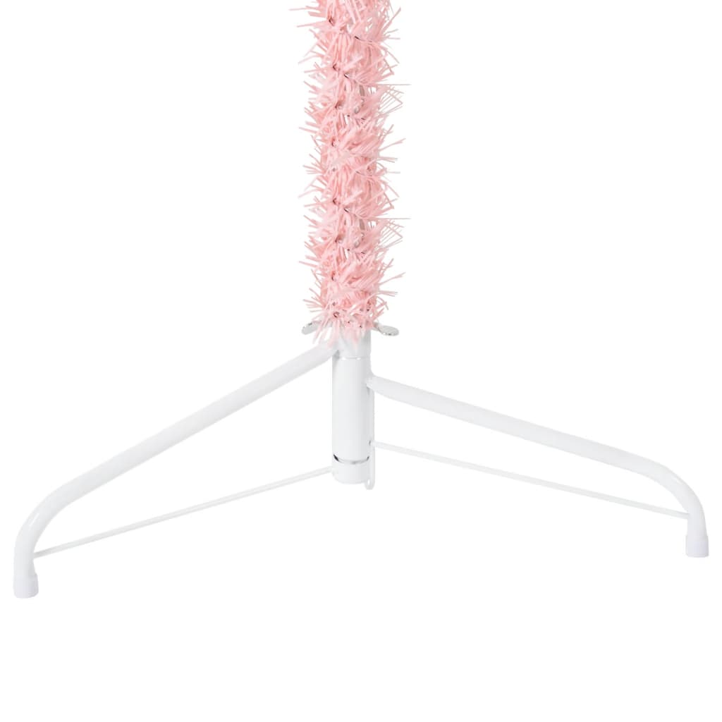 vidaXL Medio árbol de Navidad artificial con soporte rosa 240 cm