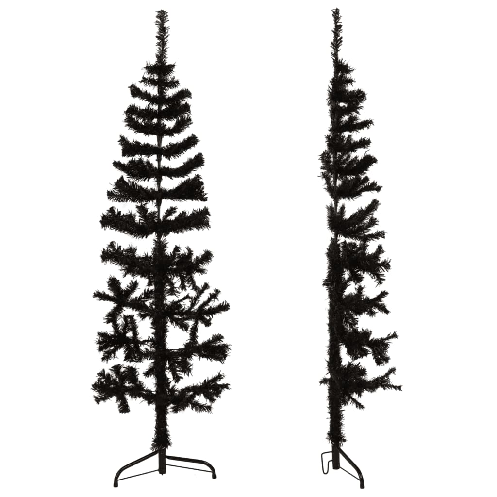 vidaXL Medio árbol de Navidad artificial con soporte negro 120 cm