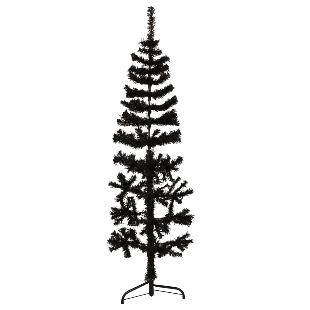 vidaXL Medio árbol de Navidad artificial con soporte negro 120 cm