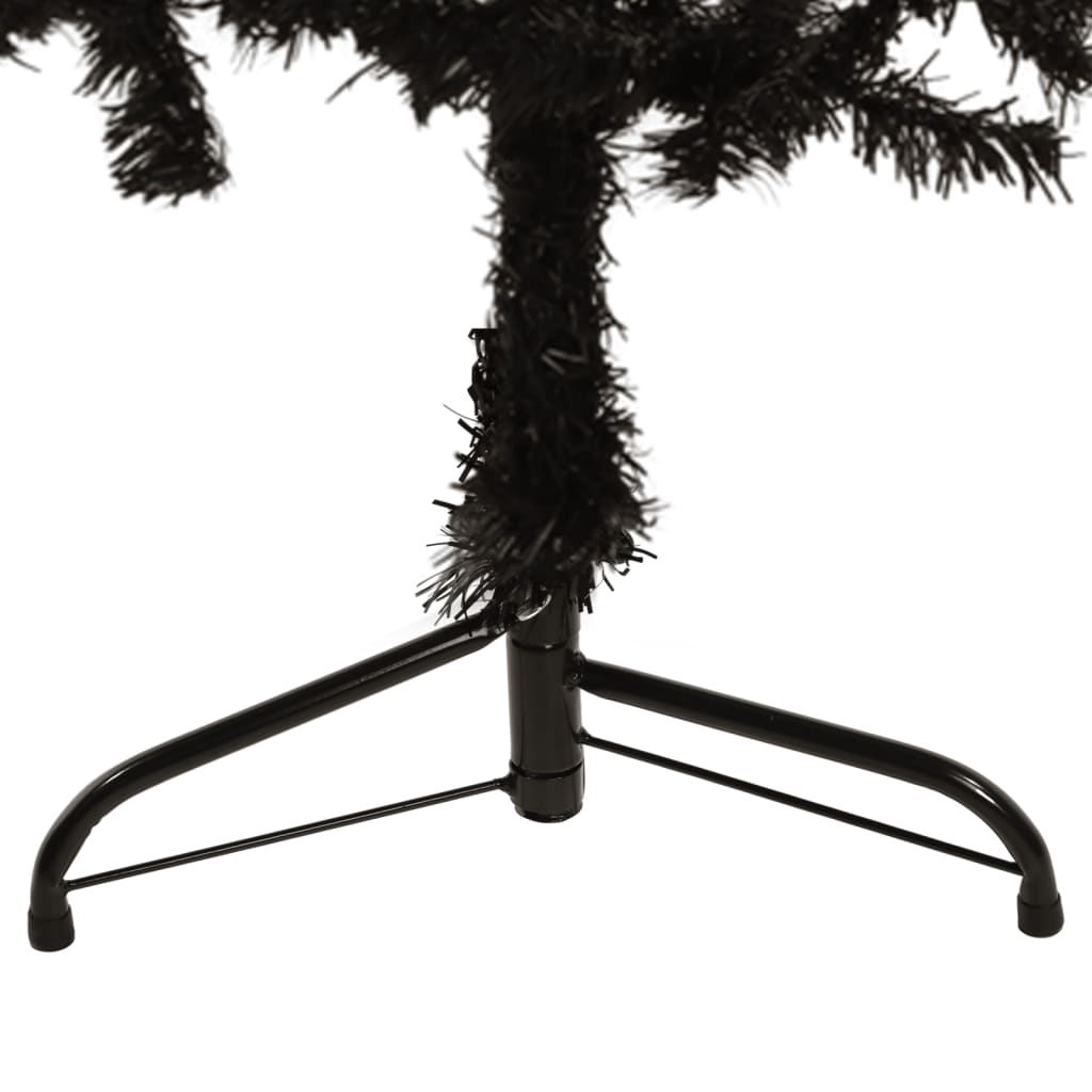 vidaXL Medio árbol de Navidad artificial con soporte negro 120 cm