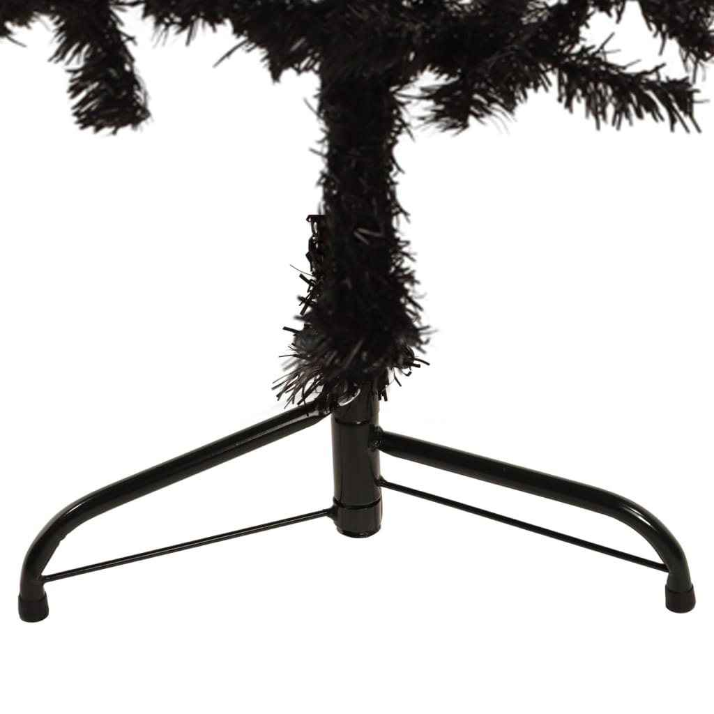 vidaXL Medio árbol de Navidad artificial con soporte negro 150 cm