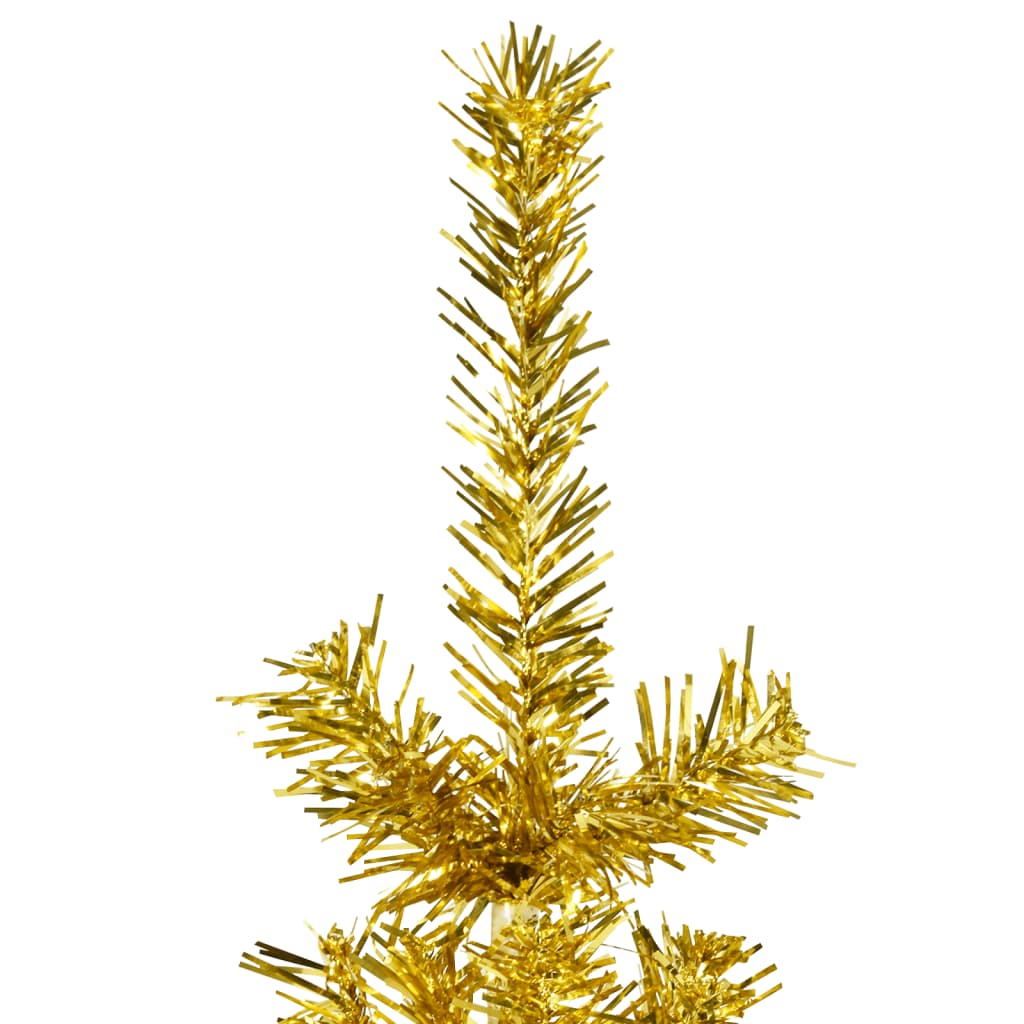 vidaXL Medio árbol de Navidad artificial con soporte dorado 120 cm