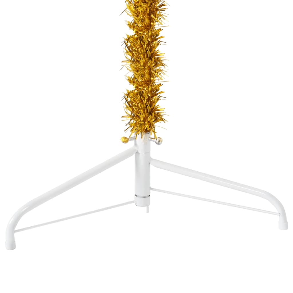 vidaXL Medio árbol de Navidad artificial con soporte dorado 120 cm