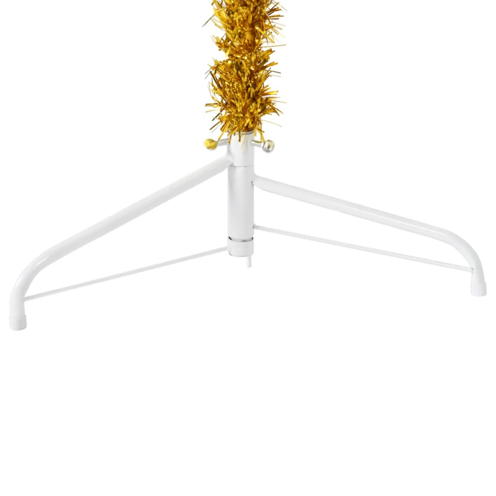 vidaXL Medio árbol de Navidad artificial con soporte dorado 180 cm