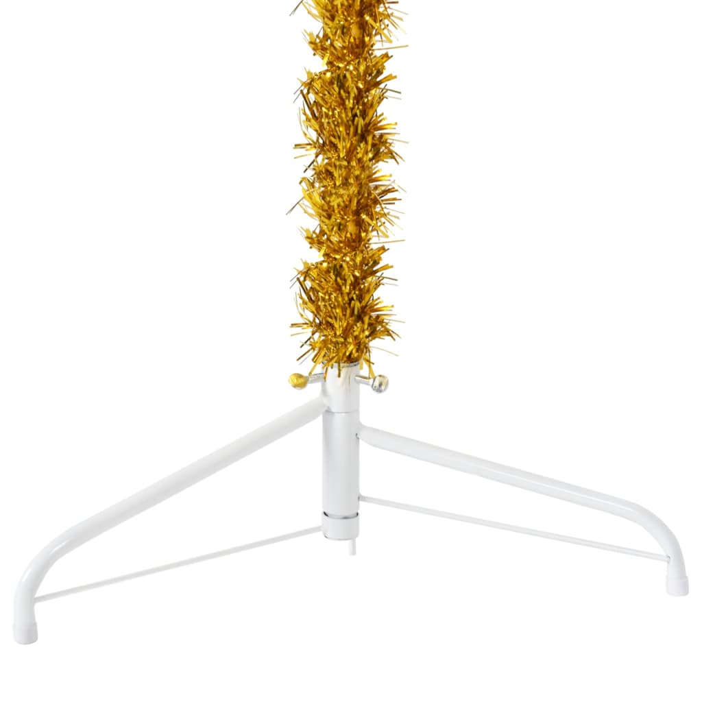 vidaXL Medio árbol de Navidad artificial con soporte dorado 240 cm