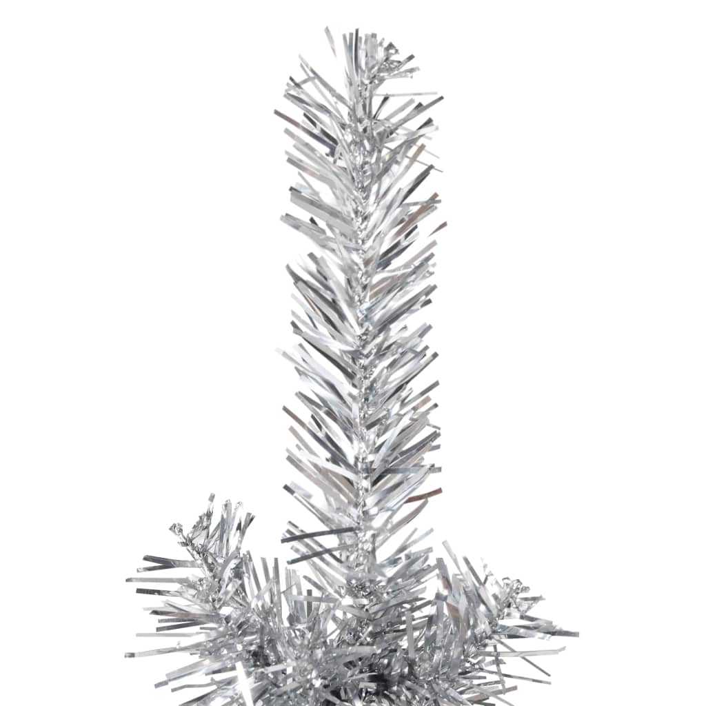 vidaXL Medio árbol de Navidad artificial con soporte plateado 120 cm