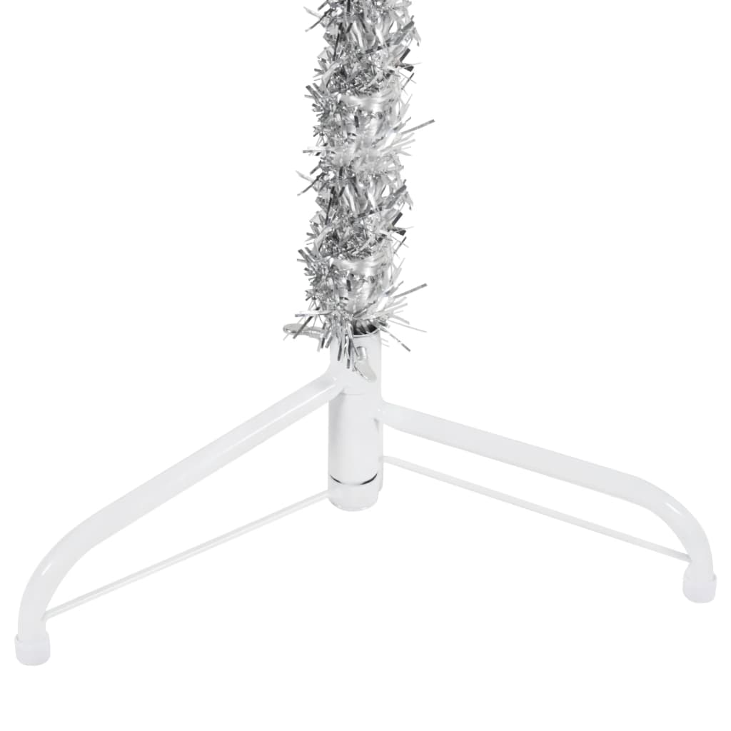 vidaXL Medio árbol de Navidad artificial con soporte plateado 120 cm