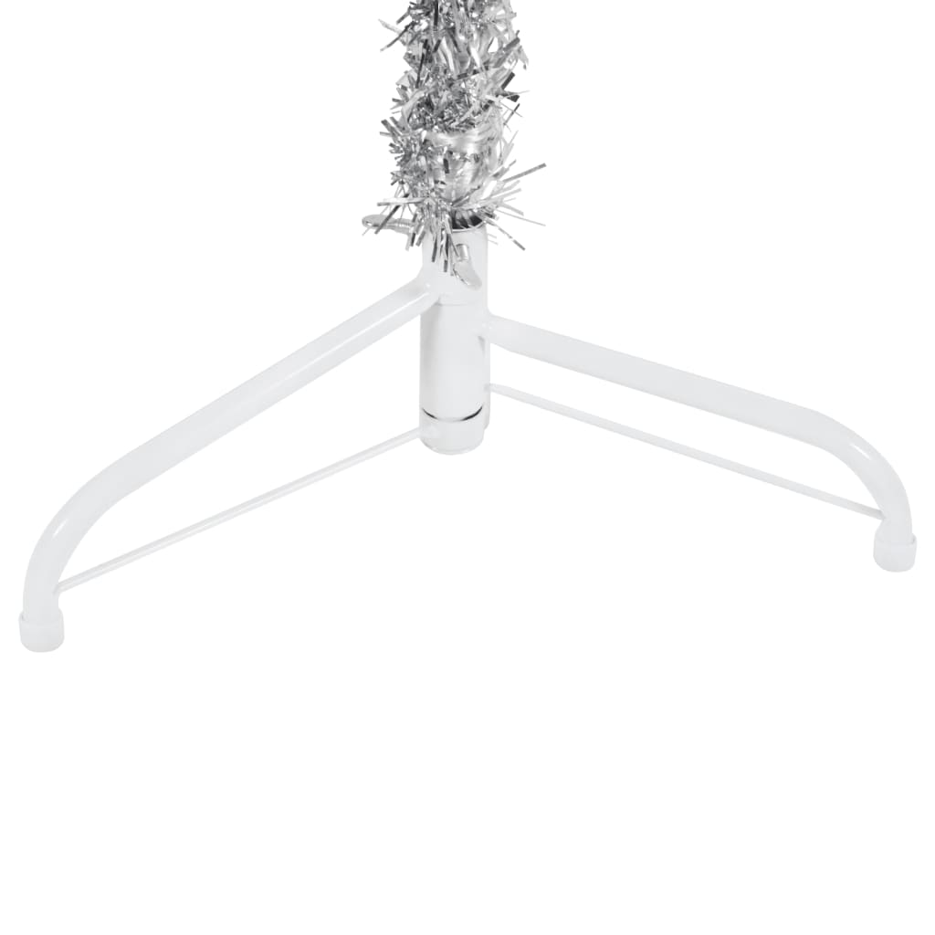 vidaXL Medio árbol de Navidad artificial con soporte plateado 150 cm