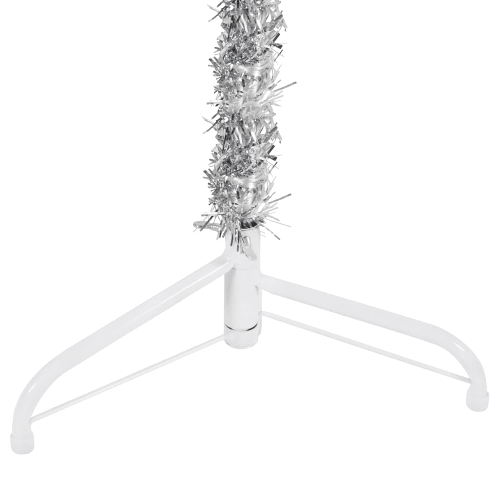 vidaXL Medio árbol de Navidad artificial con soporte plateado 180 cm