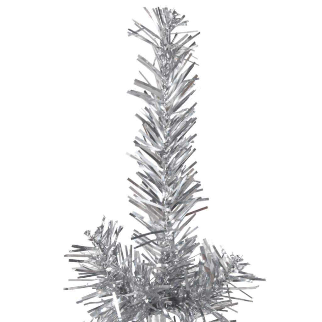 vidaXL Medio árbol de Navidad artificial con soporte plateado 210 cm