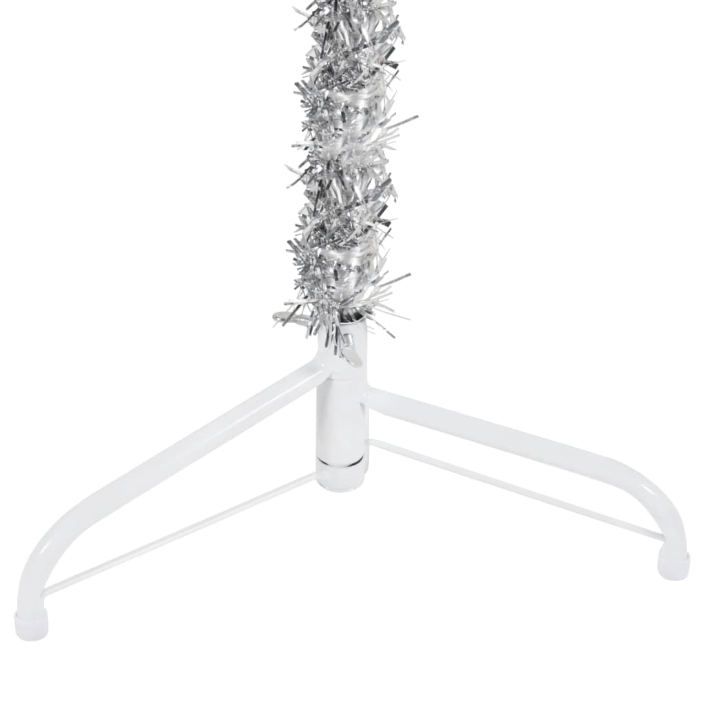 vidaXL Medio árbol de Navidad artificial con soporte plateado 240 cm