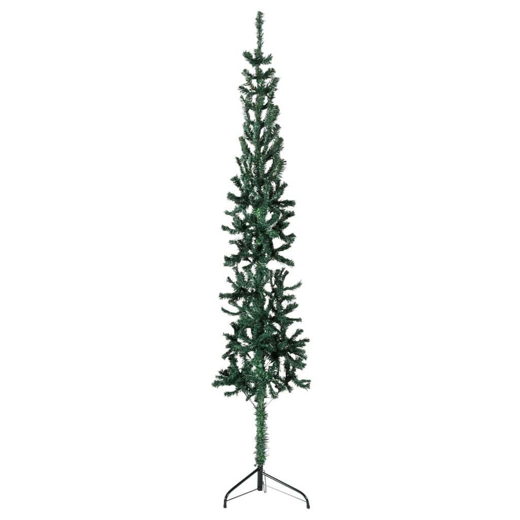 vidaXL Medio árbol de Navidad artificial con soporte verde 120 cm