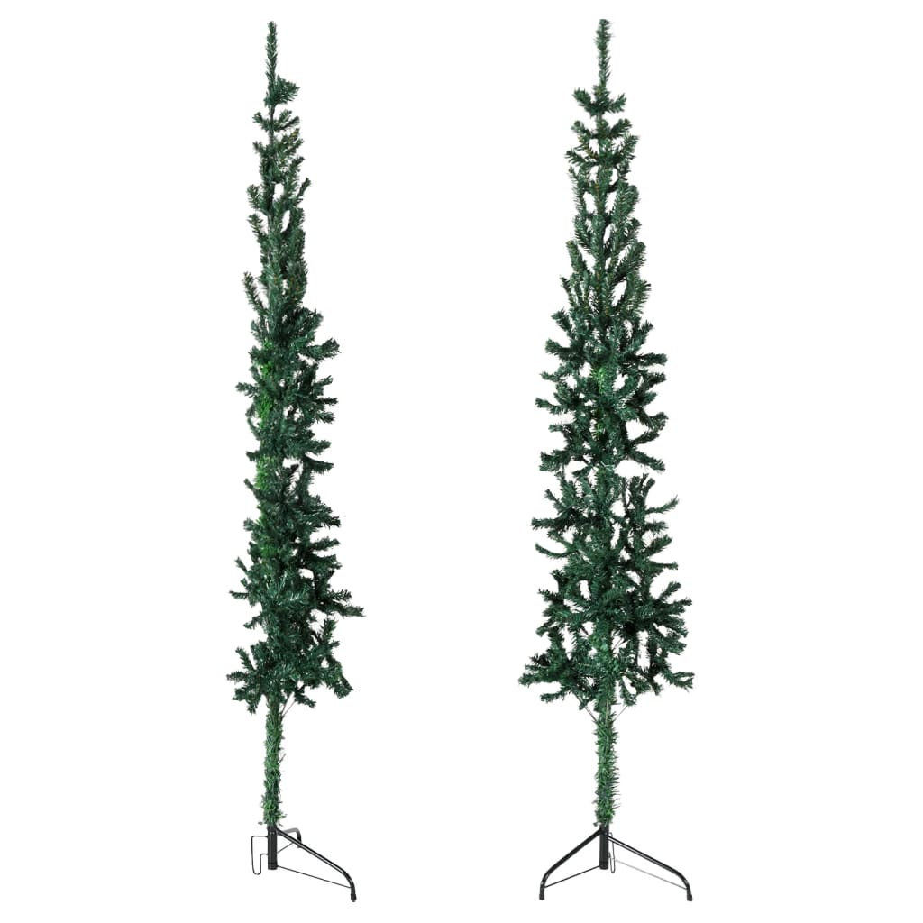 vidaXL Medio árbol de Navidad artificial con soporte verde 120 cm