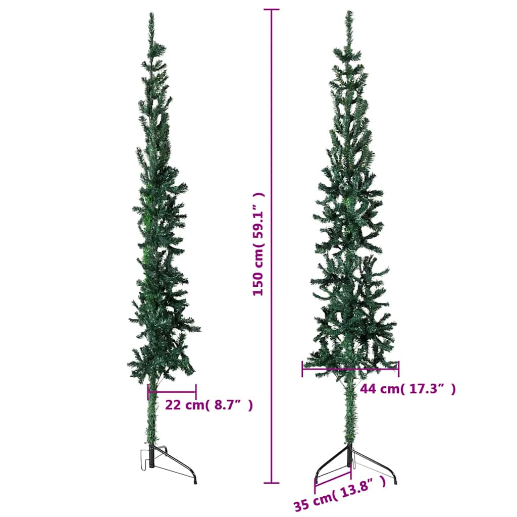 vidaXL Medio árbol de Navidad artificial con soporte verde 120 cm