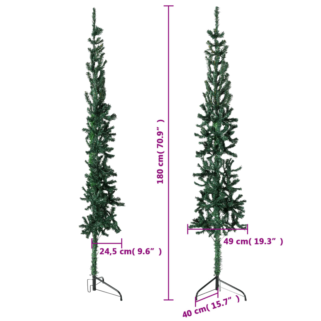 vidaXL Medio árbol de Navidad artificial con soporte verde 180 cm