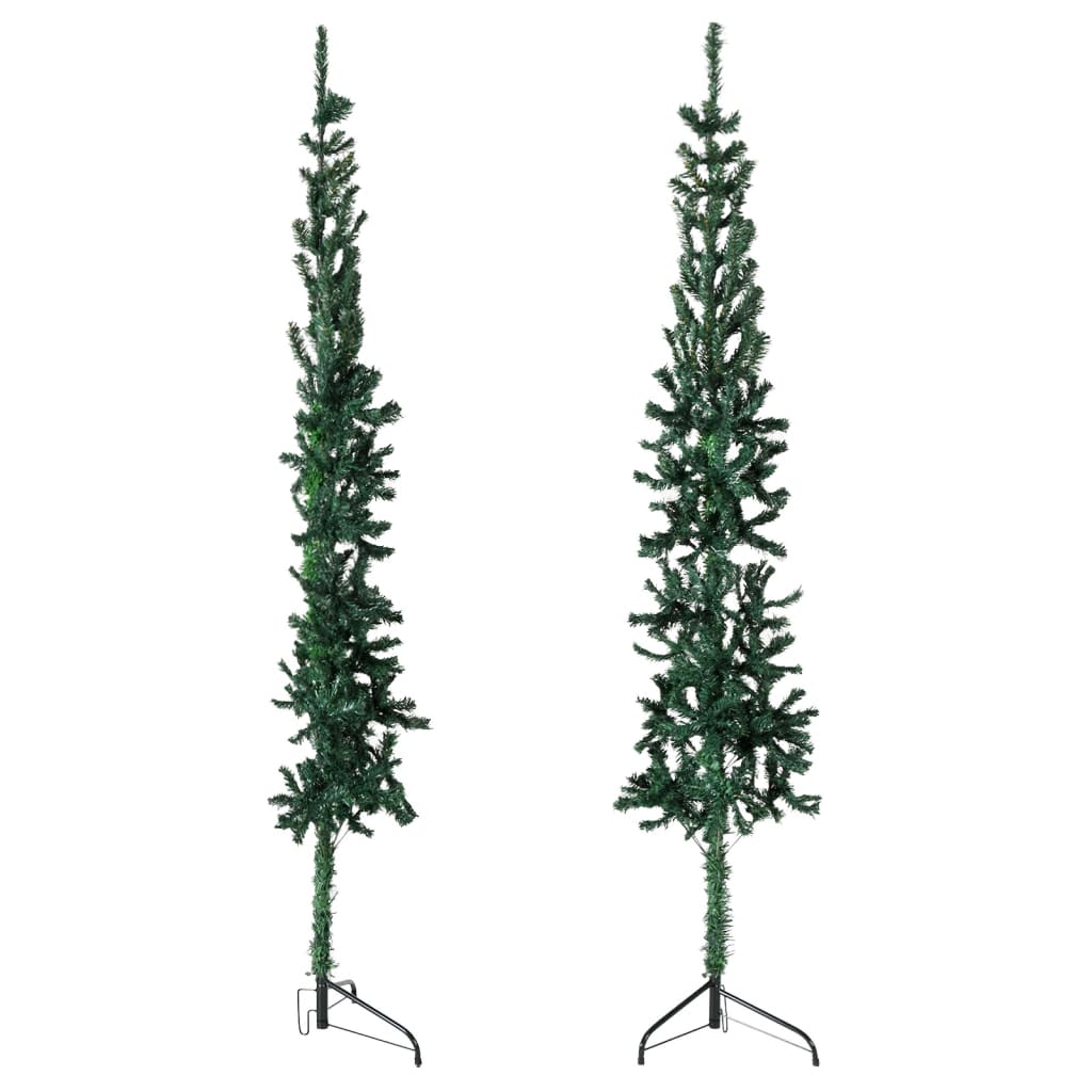 vidaXL Medio árbol de Navidad artificial con soporte verde 240 cm