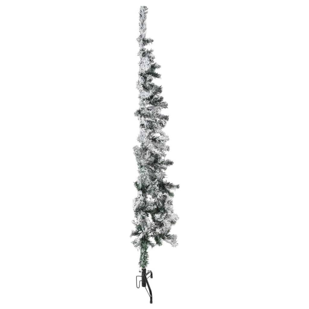 vidaXL Mitad árbol Navidad artificial delgado con nieve 150 cm