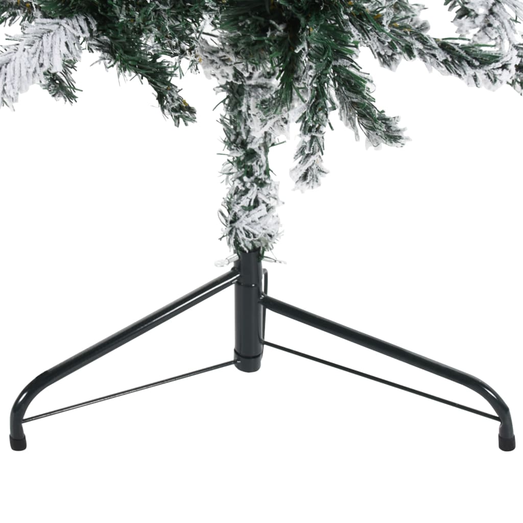 vidaXL Mitad árbol Navidad artificial delgado con nieve 180 cm