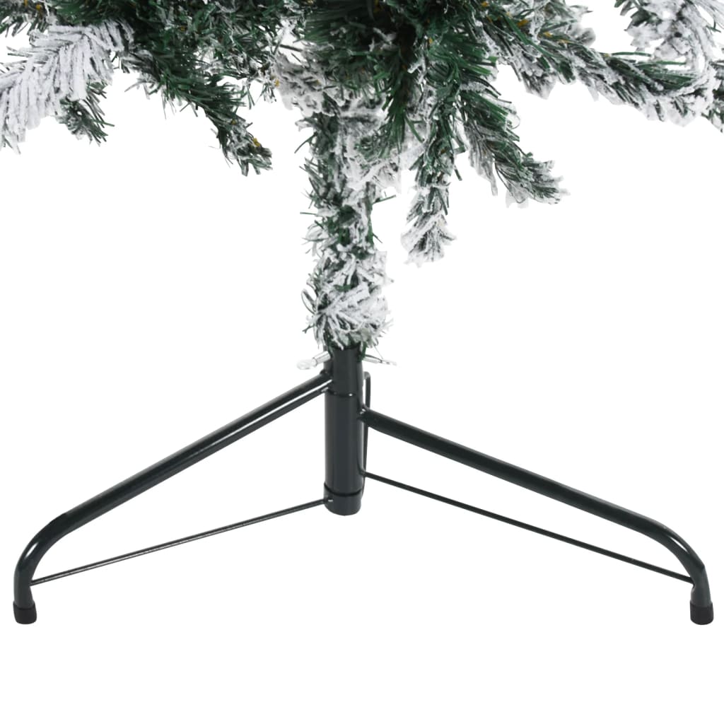 vidaXL Mitad árbol Navidad artificial delgado con nieve 210 cm