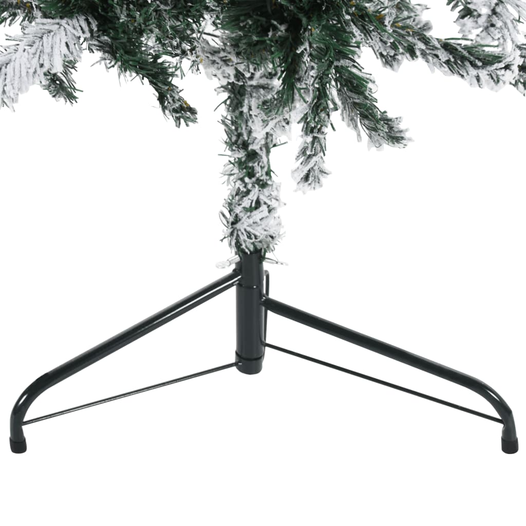 vidaXL Mitad árbol Navidad artificial delgado con nieve 240 cm