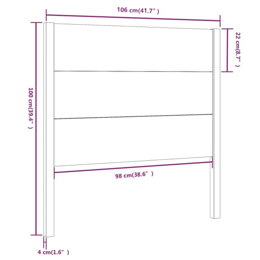 vidaXL Cabecero madera maciza de pino marrón miel 106x4x100 cm