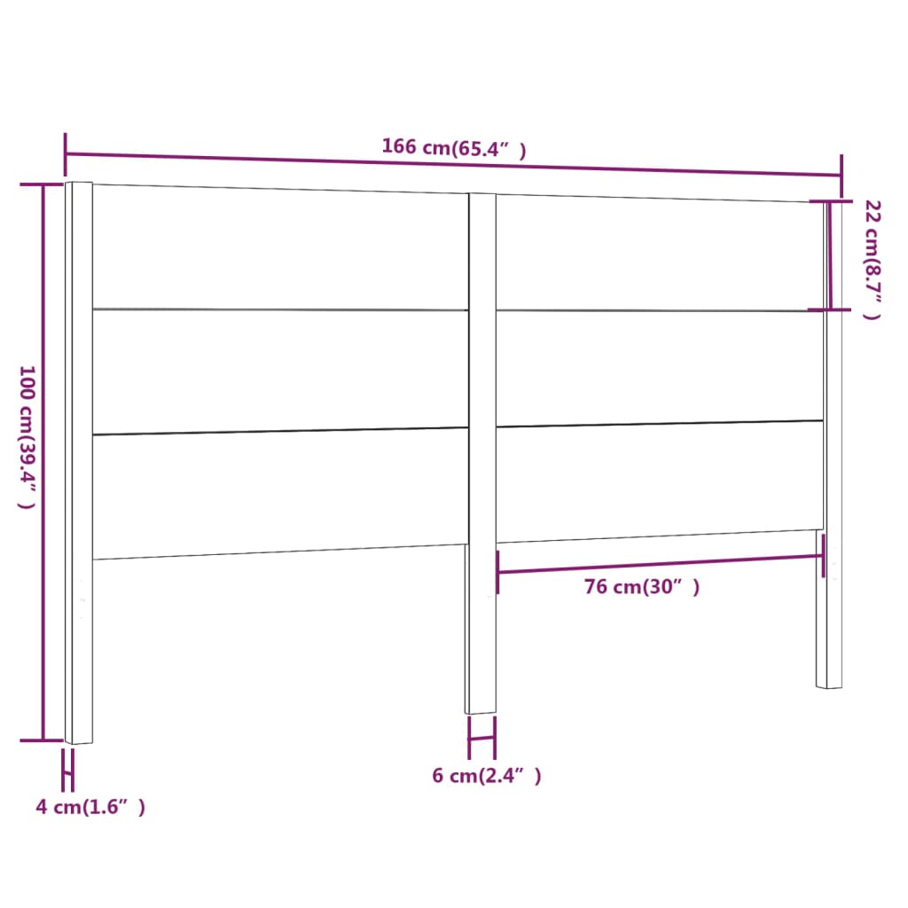 vidaXL Cabecero madera maciza de pino blanco 166x4x100 cm