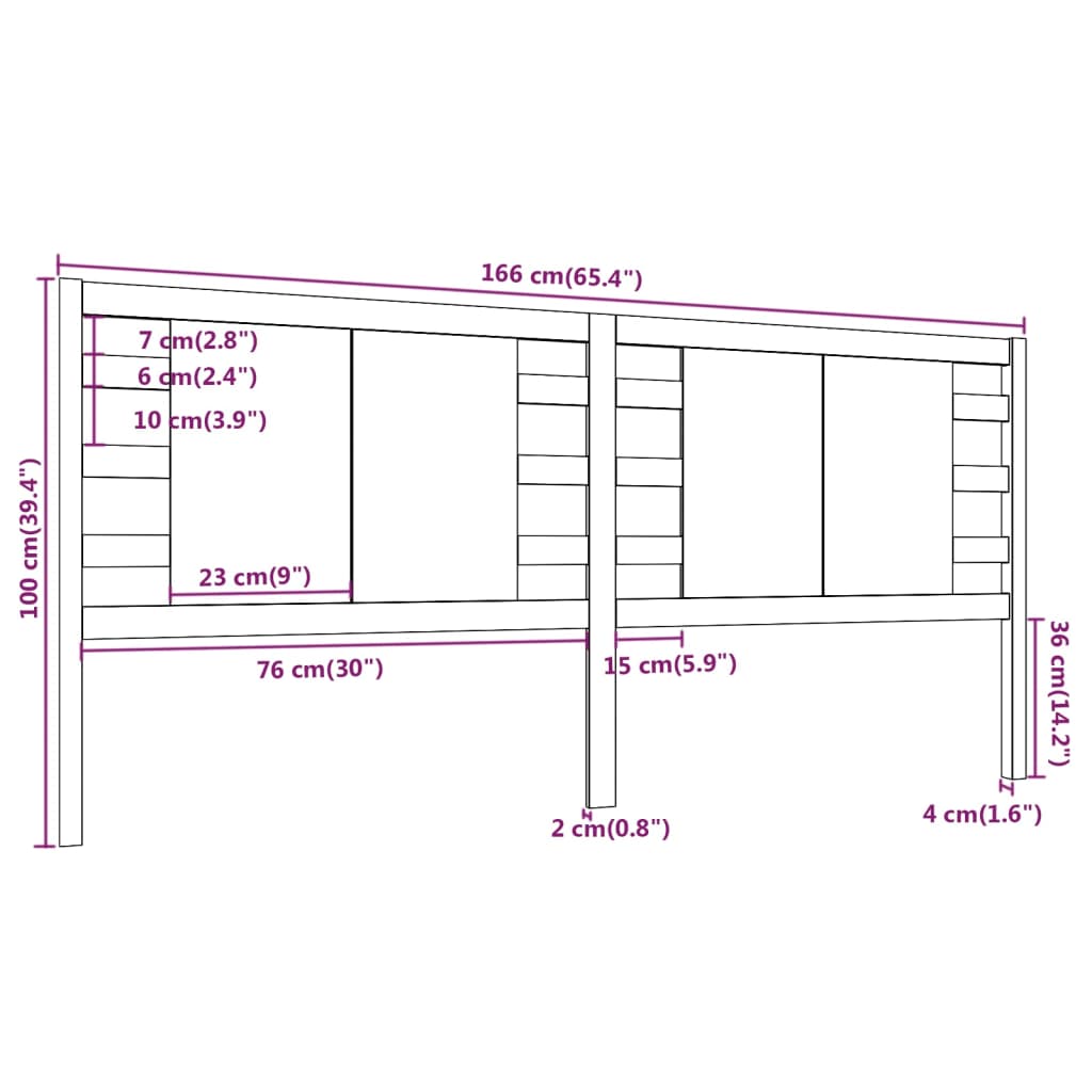 vidaXL Cabecero madera maciza de pino marrón miel 166x4x100 cm