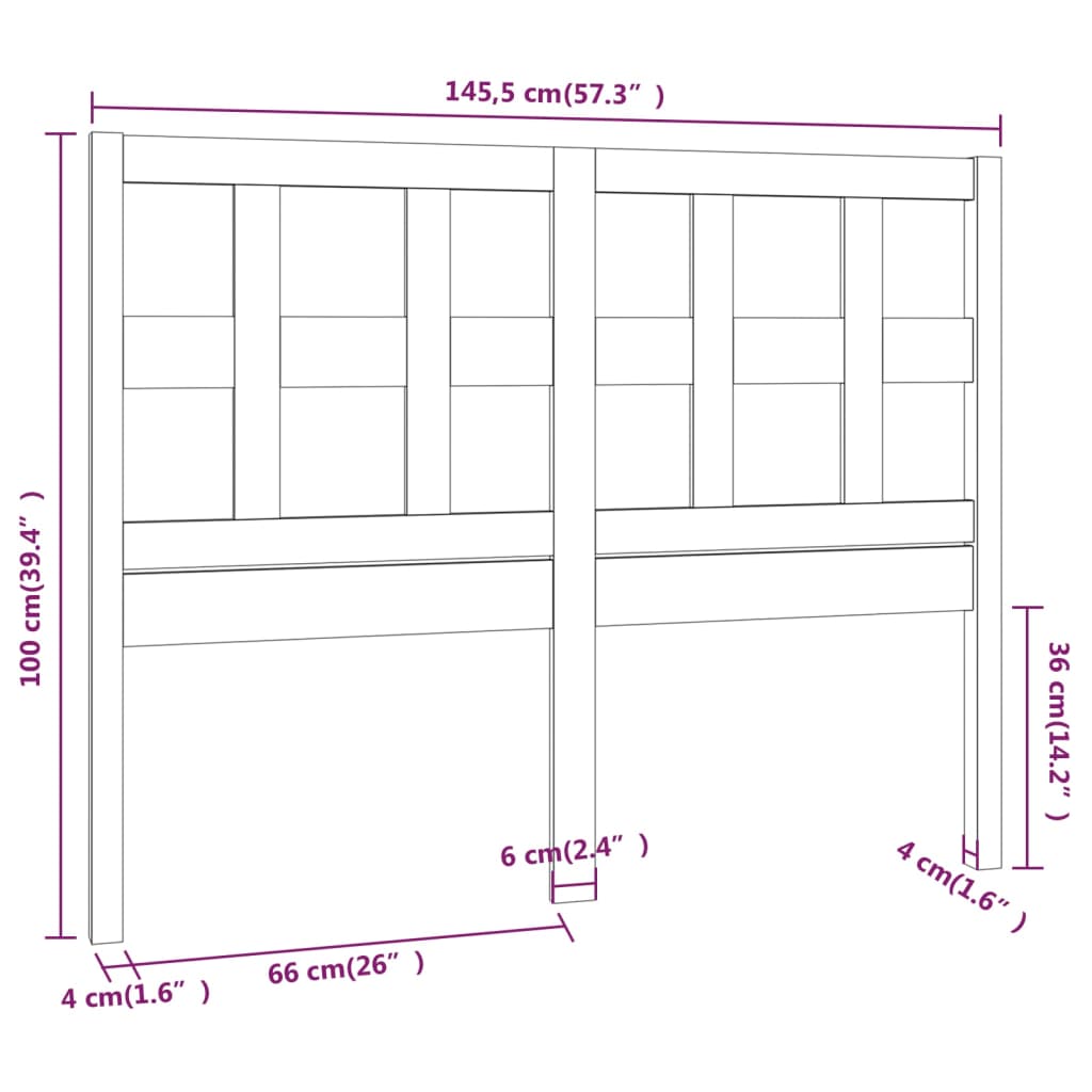 vidaXL Cabecero de cama madera maciza de pino 145,5x4x100 cm