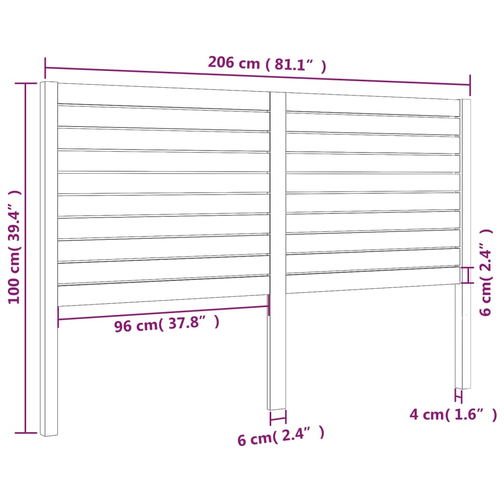 vidaXL Cabecero de cama madera maciza de pino 206x4x100 cm