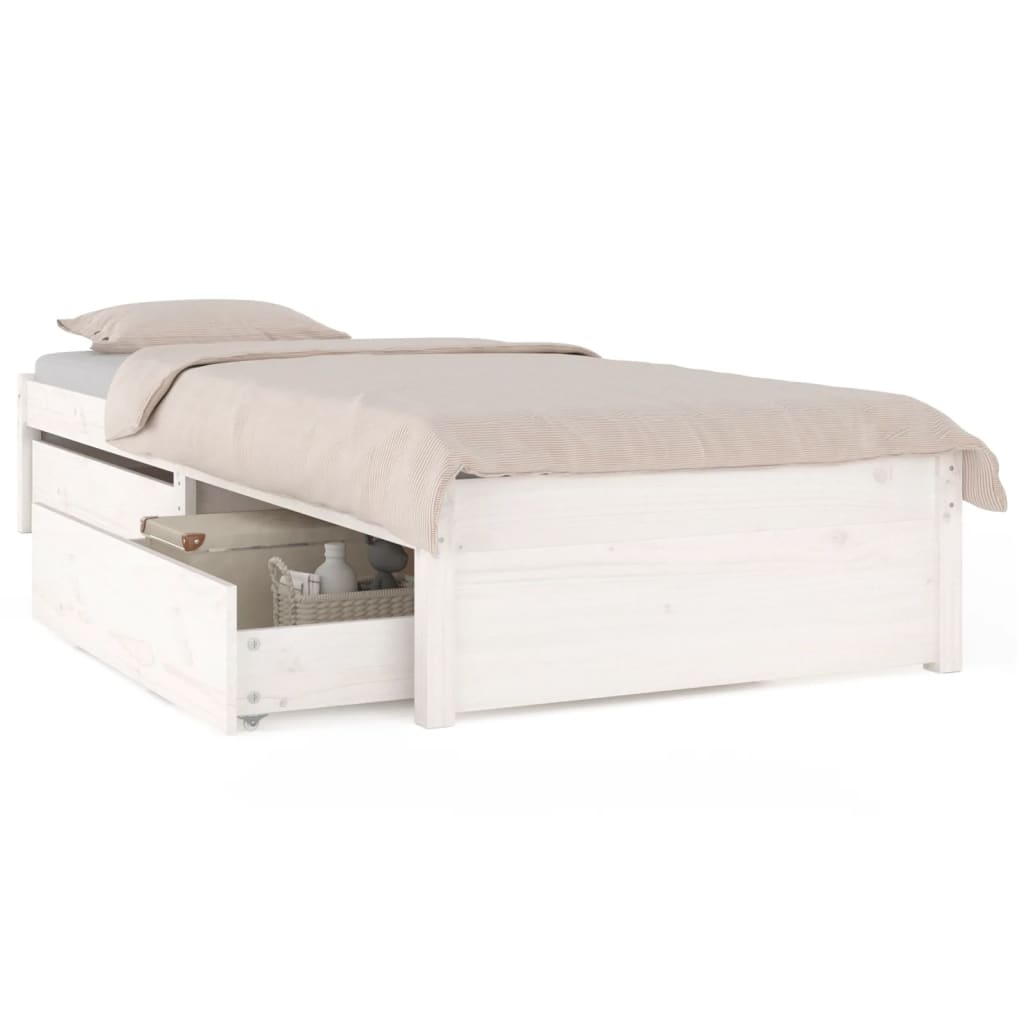 vidaXL Estructura de cama con cajones blanco 100x200 cm