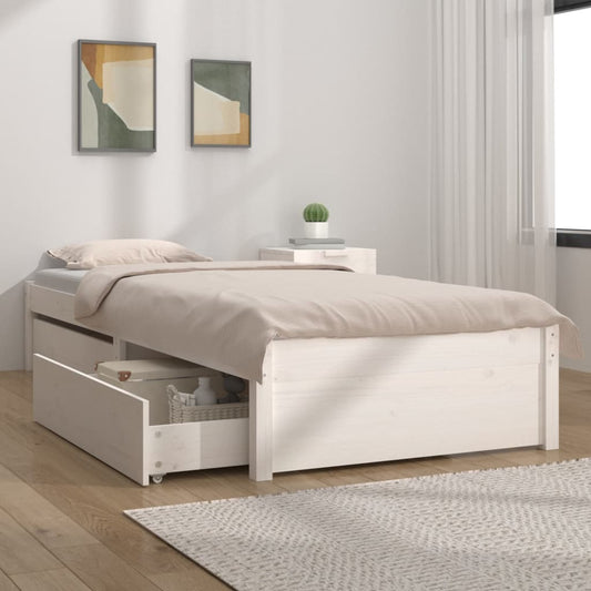 vidaXL Estructura de cama con cajones blanco 100x200 cm