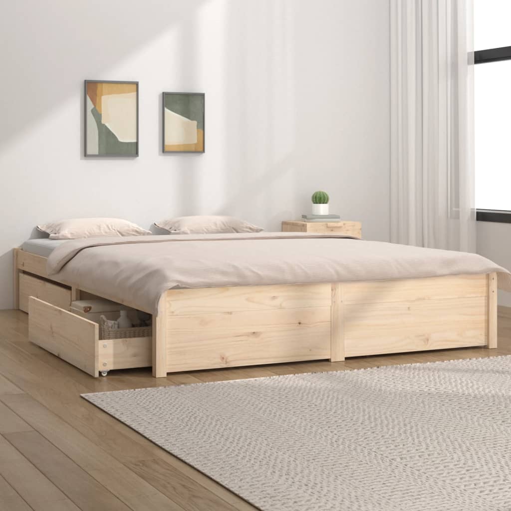 vidaXL Estructura de cama con cajones doble 135x190 cm