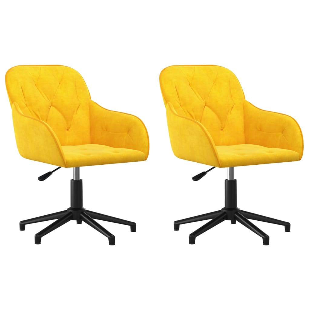 vidaXL Sillas de comedor giratorias 2 uds terciopelo amarillo