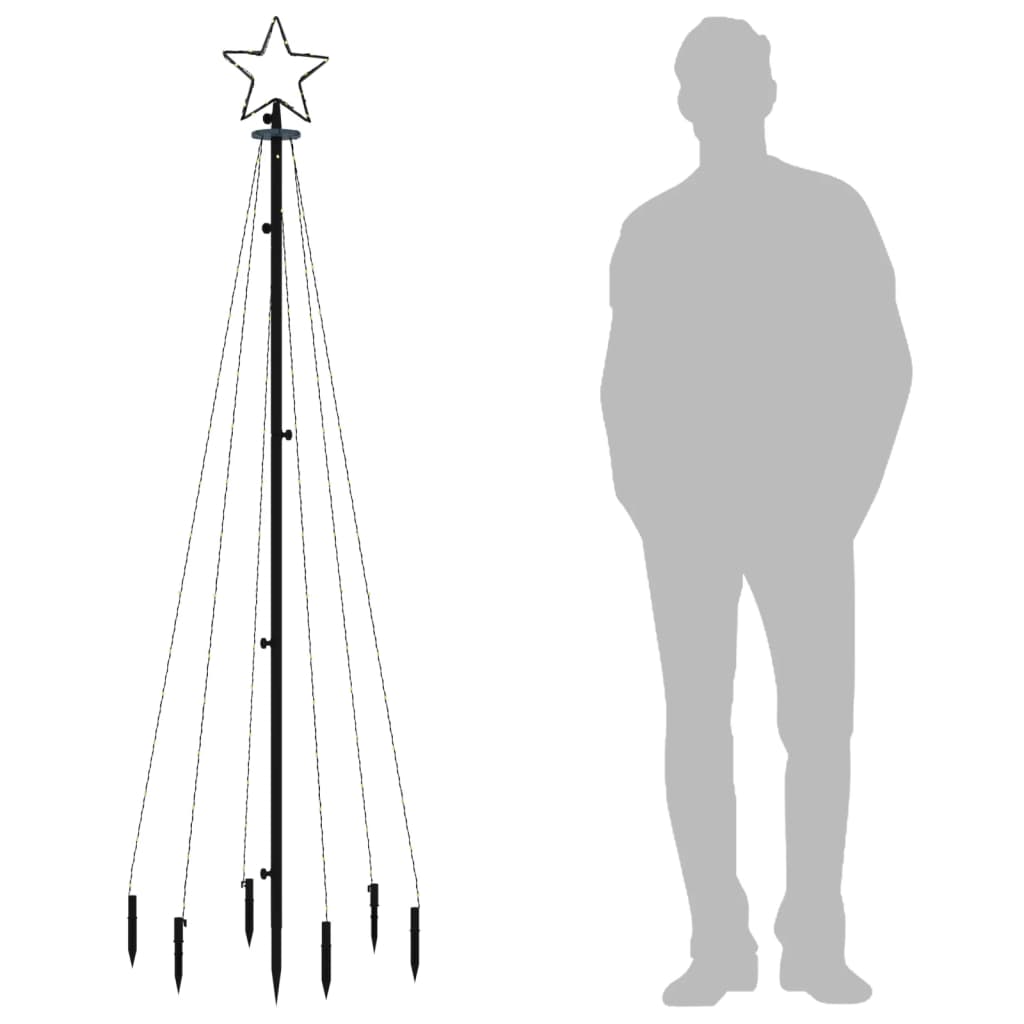 vidaXL Árbol de Navidad con pincho 108 LED blanco frío 180 cm