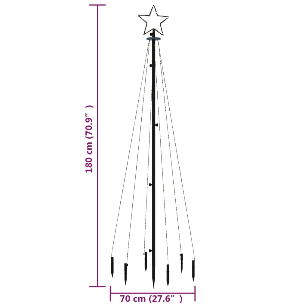 vidaXL Árbol de Navidad con pincho 108 LED blanco frío 180 cm