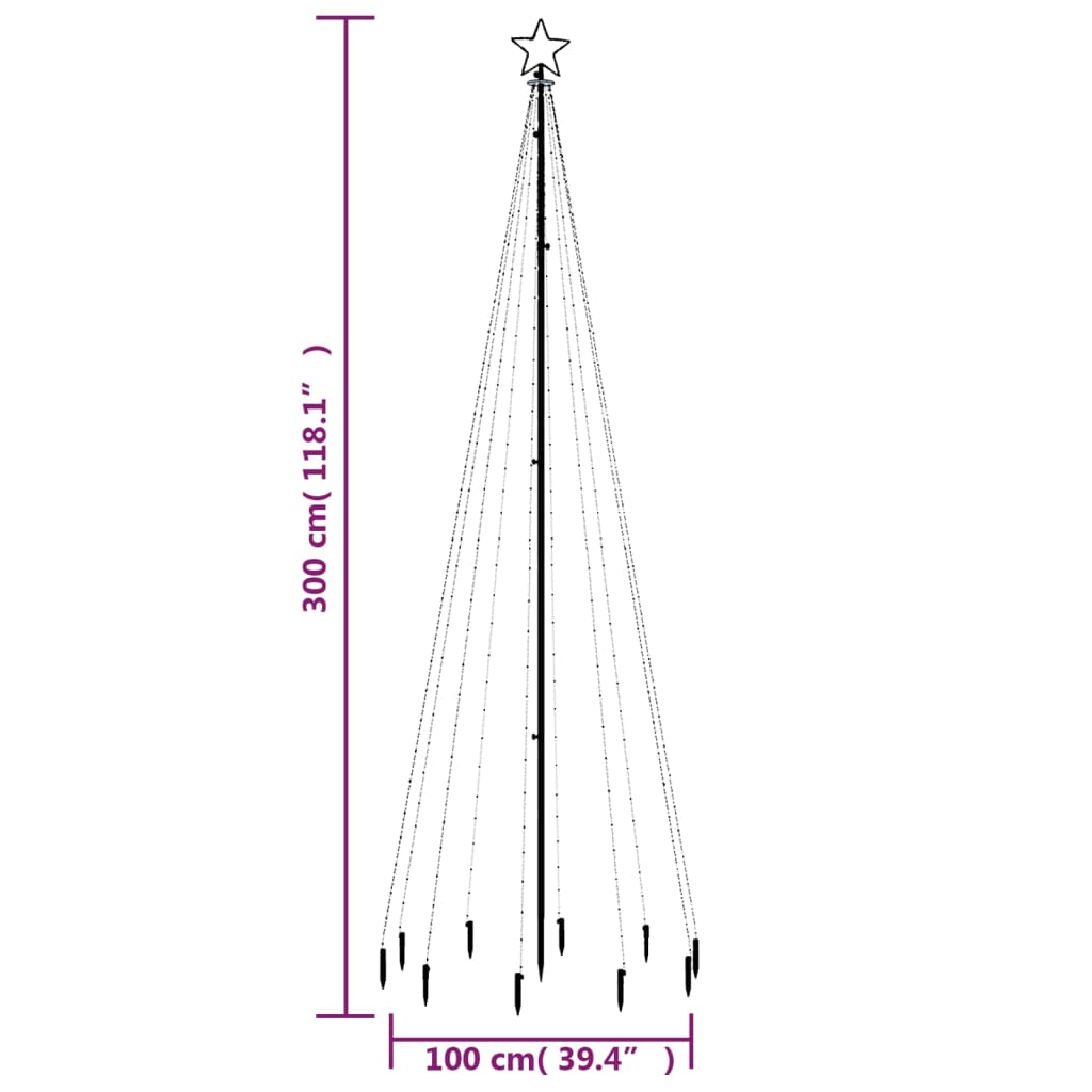 vidaXL Árbol de Navidad con pincho 310 LED blanco cálido 300 cm