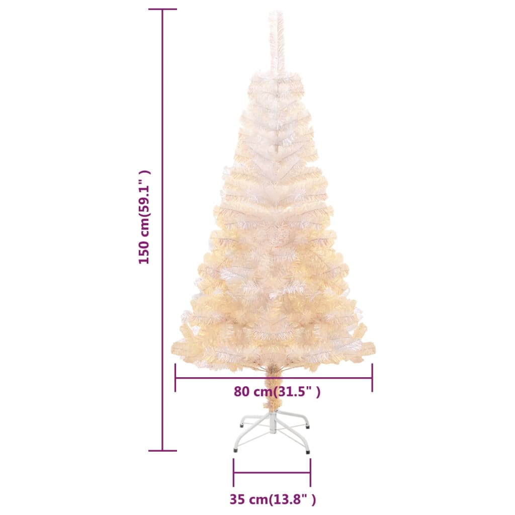 vidaXL Árbol Navidad artificial puntas iridiscentes PVC blanco 150 cm