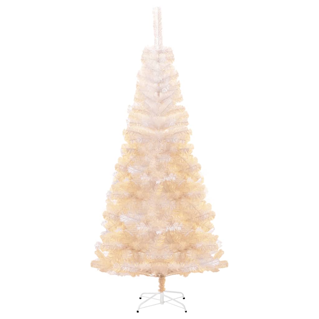 vidaXL Árbol Navidad artificial puntas iridiscentes PVC blanco 210 cm