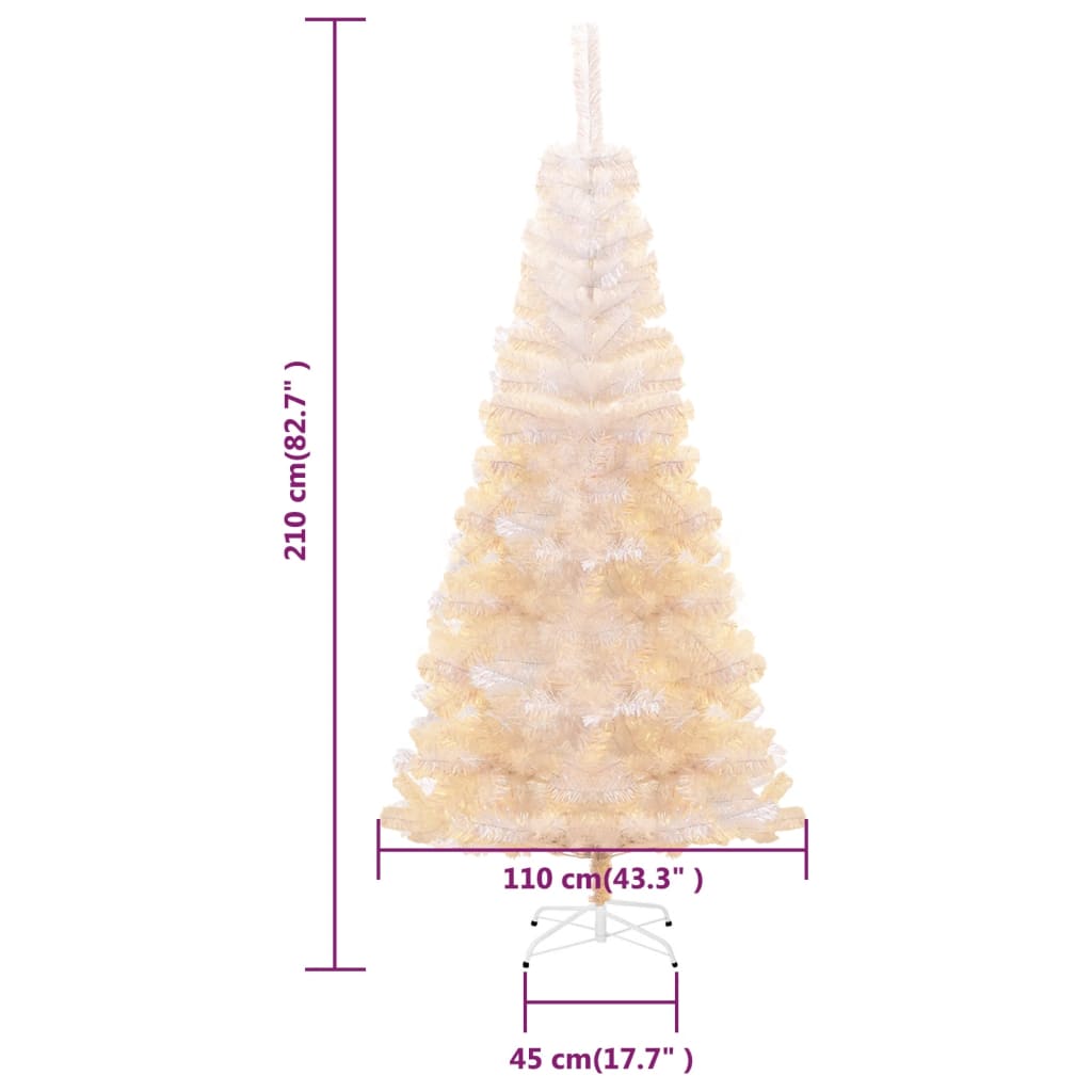 vidaXL Árbol Navidad artificial puntas iridiscentes PVC blanco 210 cm