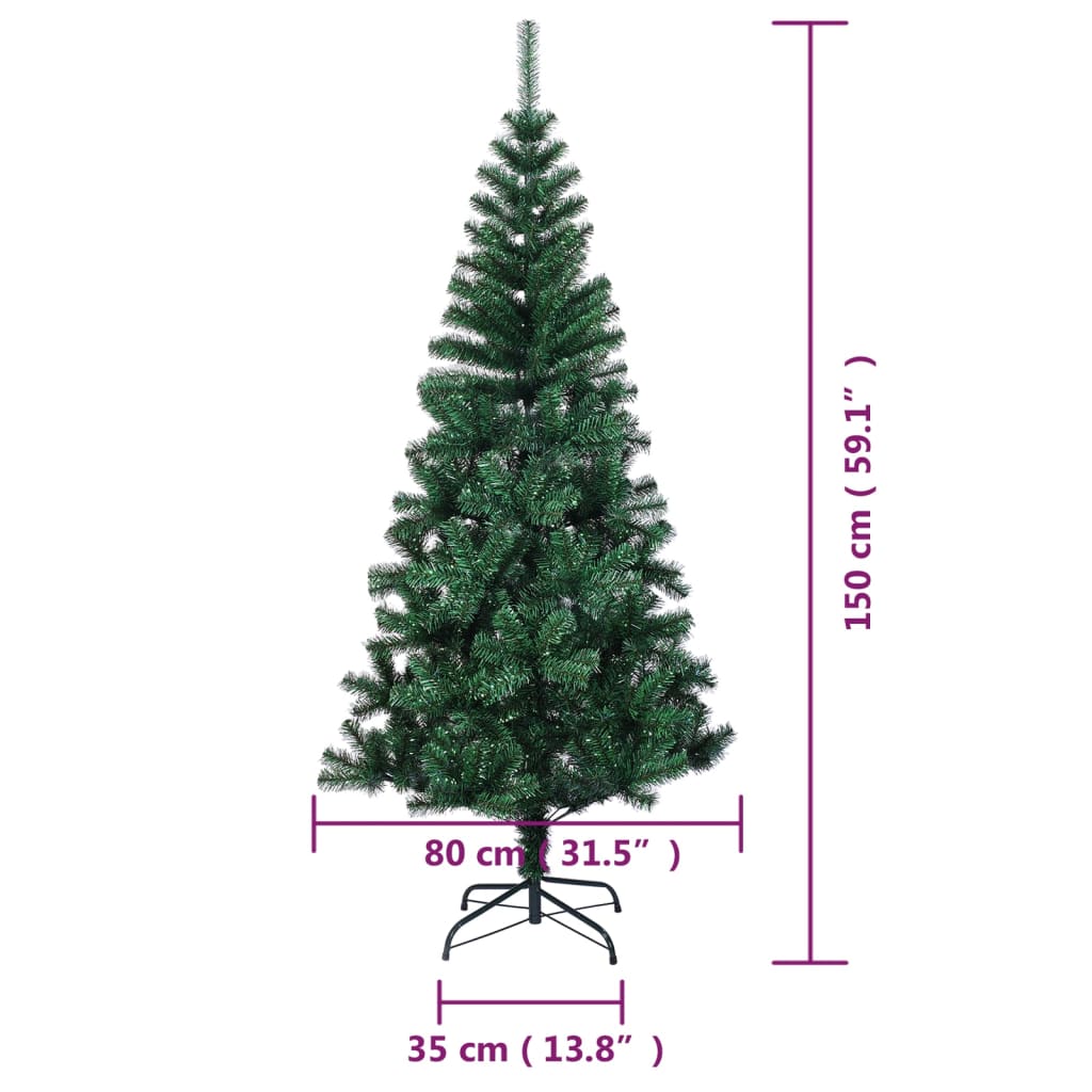 vidaXL Árbol de Navidad artificial puntas iridiscentes PVC verde 150cm