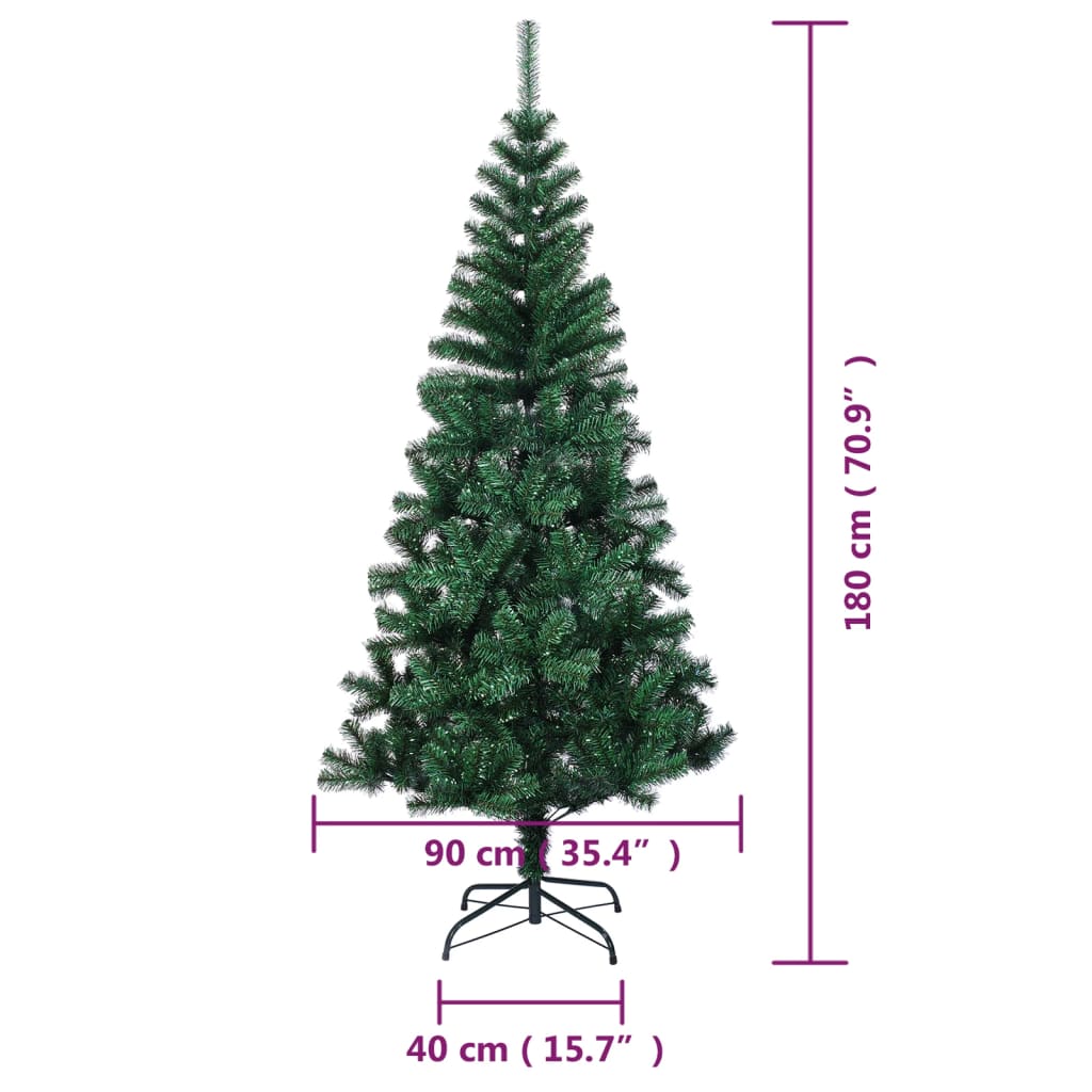 vidaXL Árbol de Navidad artificial puntas iridiscentes PVC verde 180cm