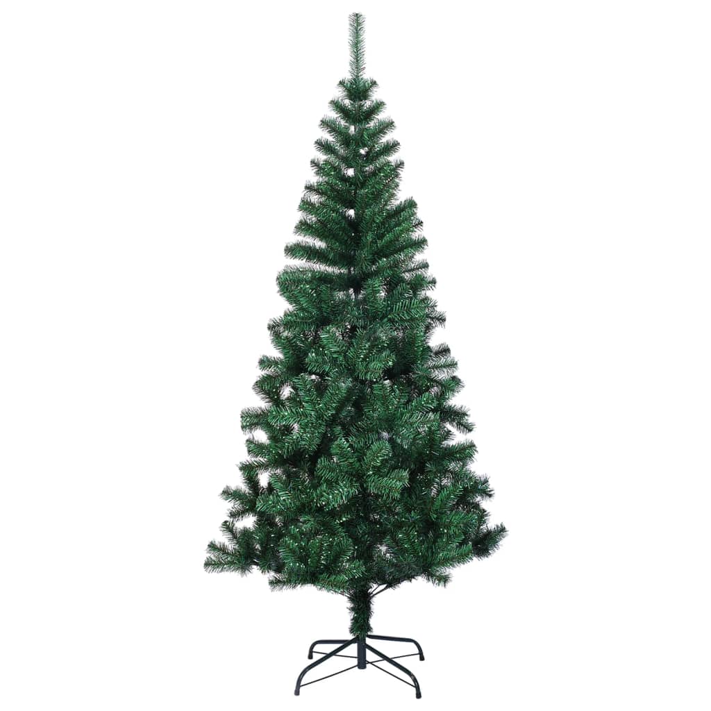 vidaXL Árbol de Navidad artificial puntas iridiscentes PVC verde 210cm