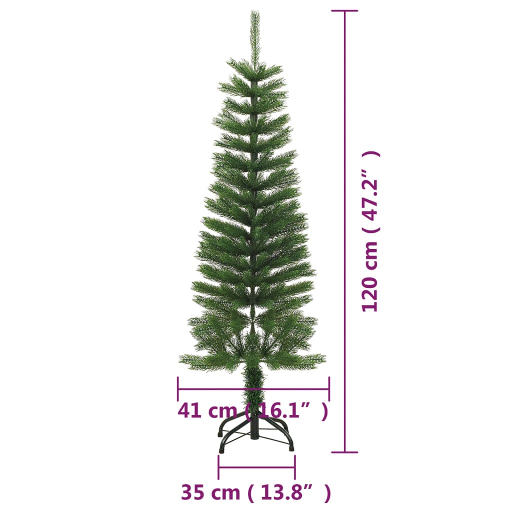 vidaXL Árbol de Navidad artificial estrecho con soporte PE 120 cm