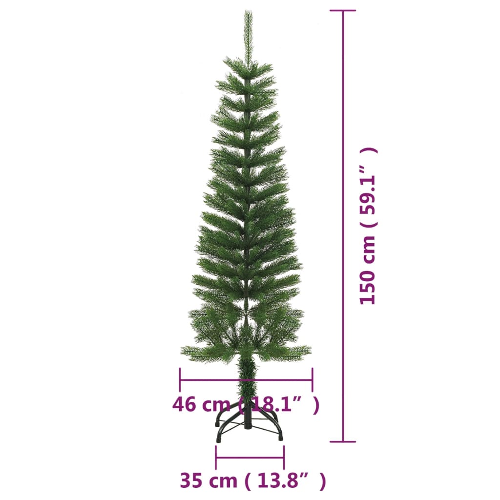 vidaXL Árbol de Navidad artificial estrecho con soporte PE 150 cm