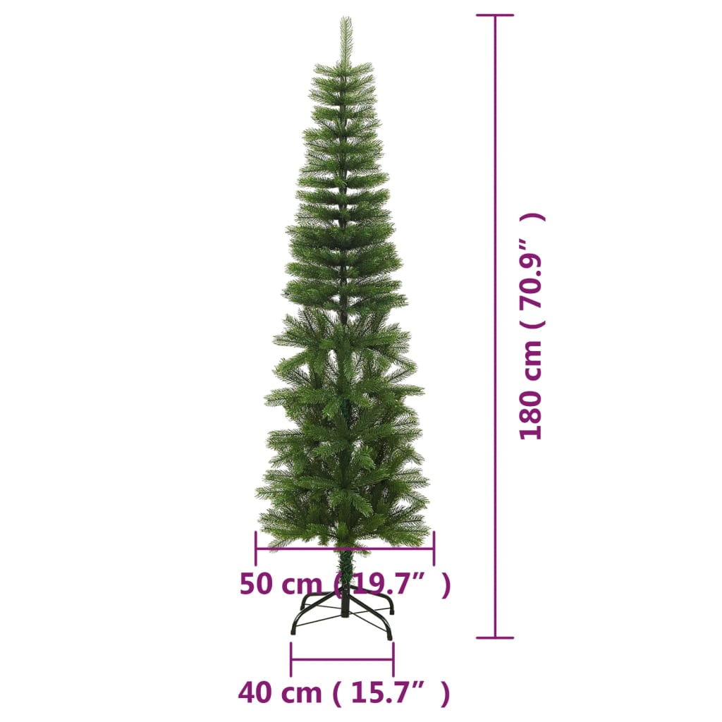 vidaXL Árbol de Navidad artificial estrecho con soporte PE 180 cm