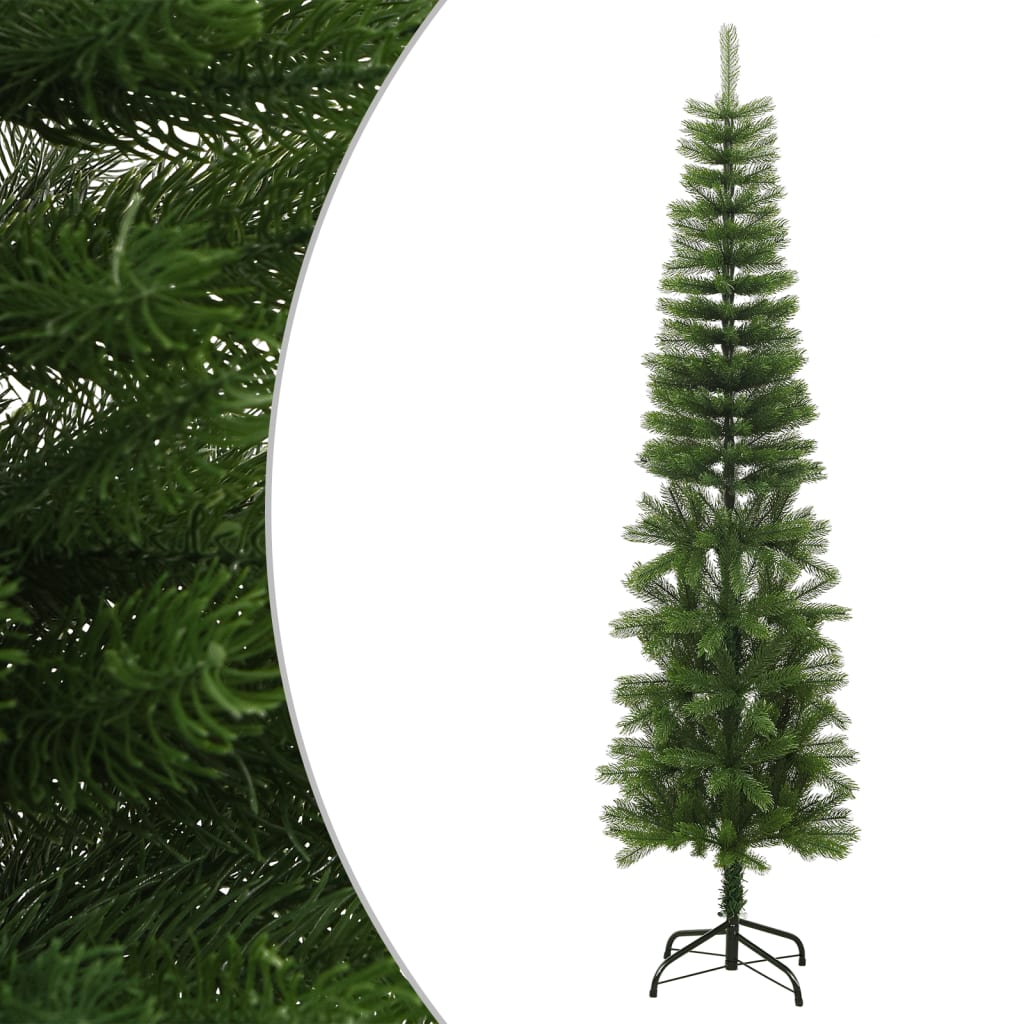 vidaXL Árbol de Navidad artificial estrecho con soporte PE 210 cm