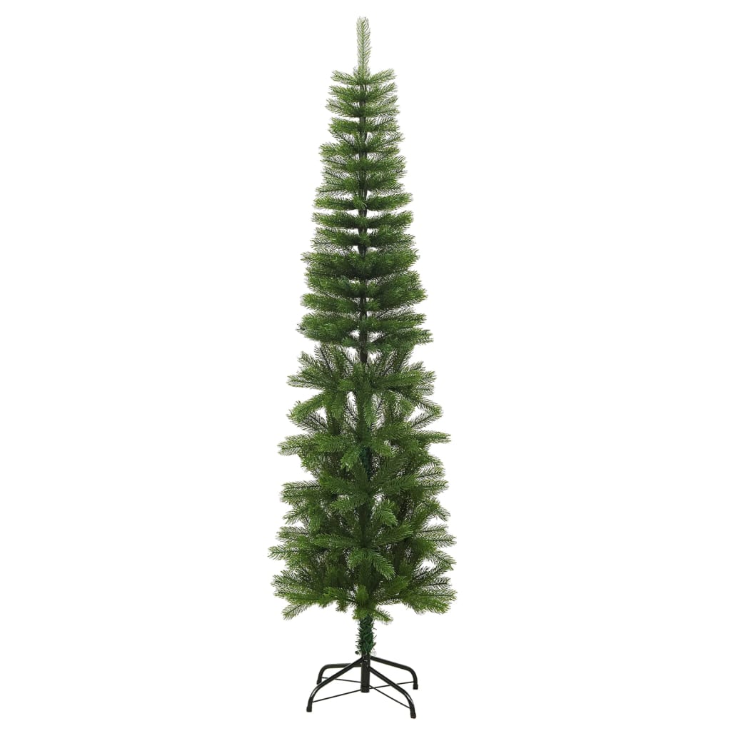 vidaXL Árbol de Navidad artificial estrecho con soporte PE 210 cm