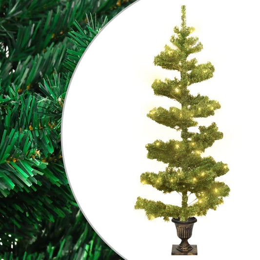 vidaXL Árbol de Navidad preiluminado con luces y macetero verde 120 cm